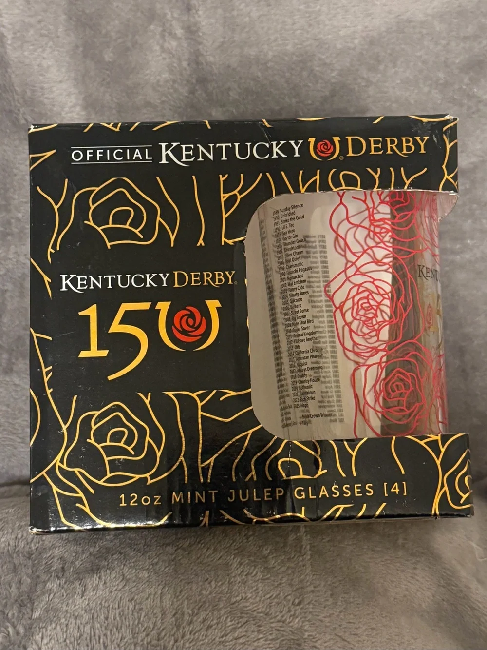 Churchill Downs 150th Kentucky Derby - Set of 4 - 12oz. Mint Julep Glasses - New